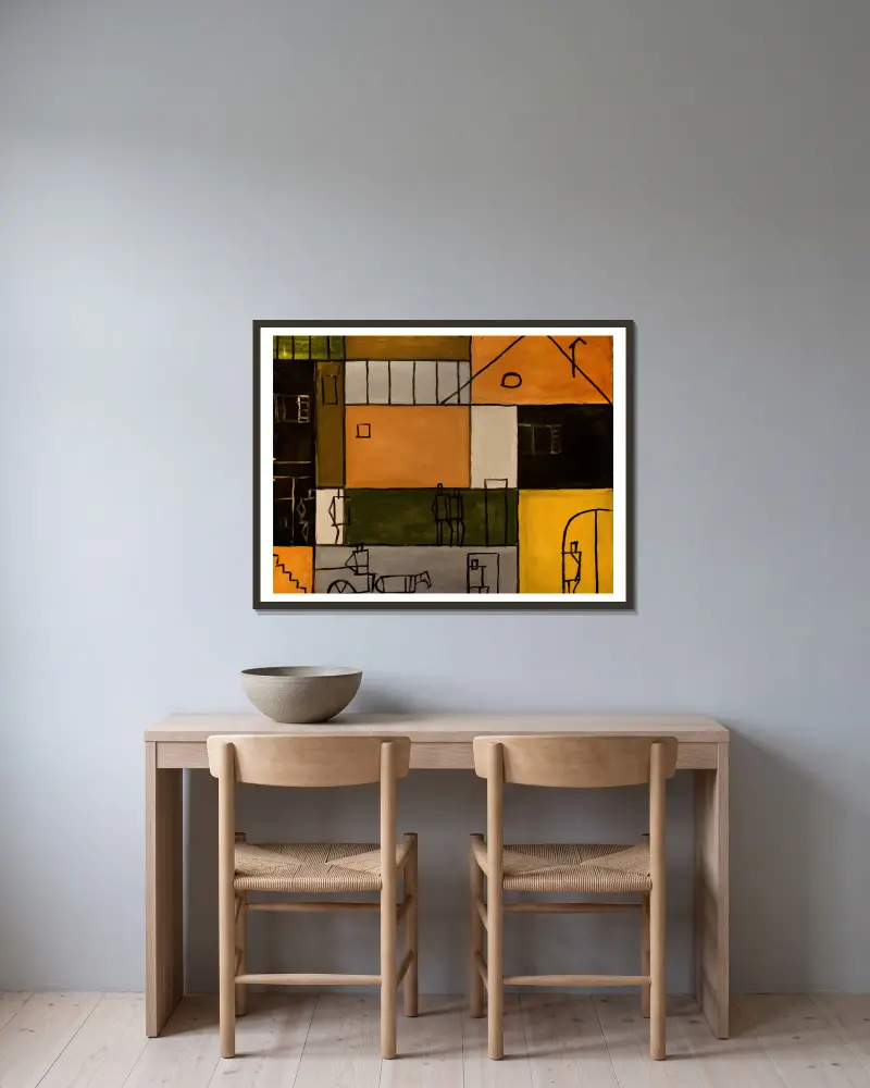Pintura constructiva, 1929 – nr 1 av Joaquín Torres-García inramad på en vägg