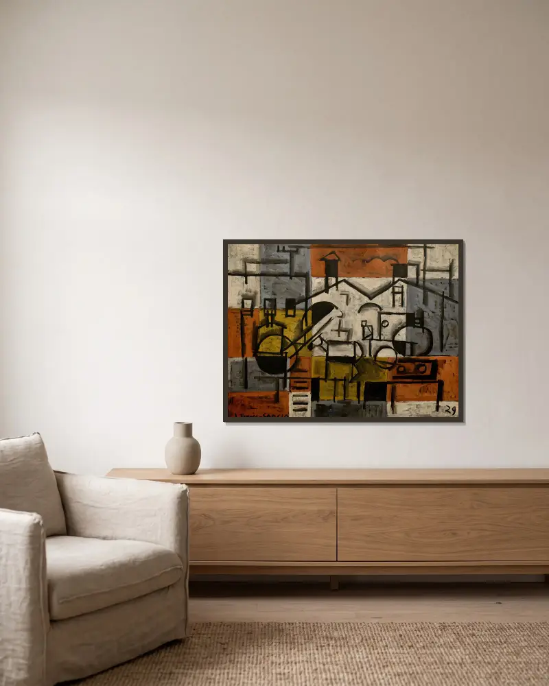 Pintura constructiva, 1929 – nr 3 av Joaquín Torres-García inramad på en vägg