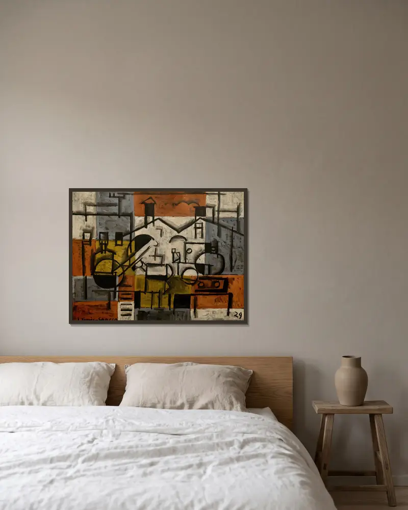 Pintura constructiva, 1929 – nr 3 av Joaquín Torres-García inramad på en vägg