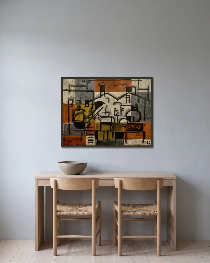 Pintura constructiva, 1929 – nr 3 av Joaquín Torres-García inramad på en vägg