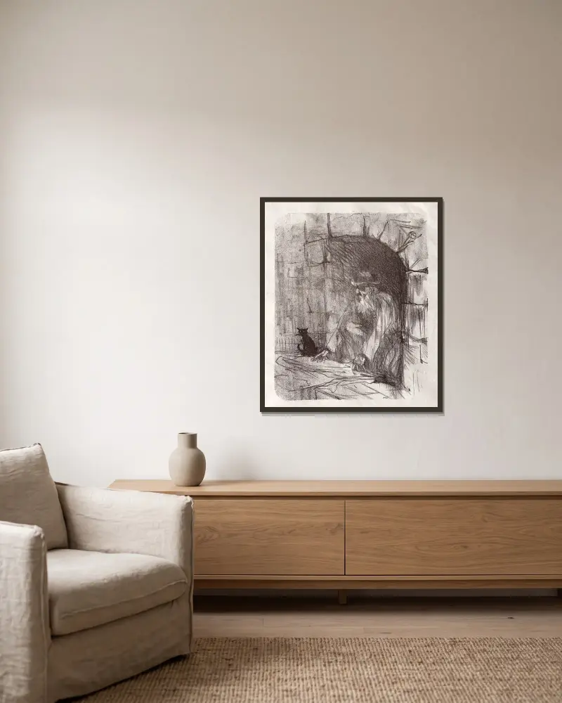 Ein Kellerladen in Krakau von Henri de Toulouse-Lautrec gerahmt an einer Wand