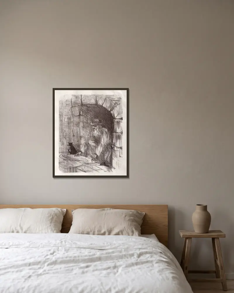 Ein Kellerladen in Krakau von Henri de Toulouse-Lautrec gerahmt an einer Wand