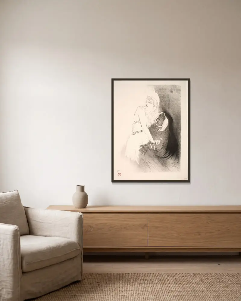 Zur Renaissance, Sarah Bernhardt in Phèdre von Henri de Toulouse-Lautrec gerahmt an einer Wand