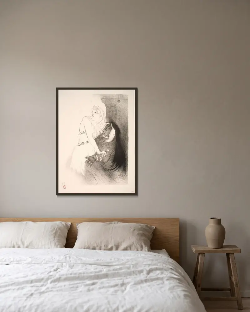 Zur Renaissance, Sarah Bernhardt in Phèdre von Henri de Toulouse-Lautrec gerahmt an einer Wand