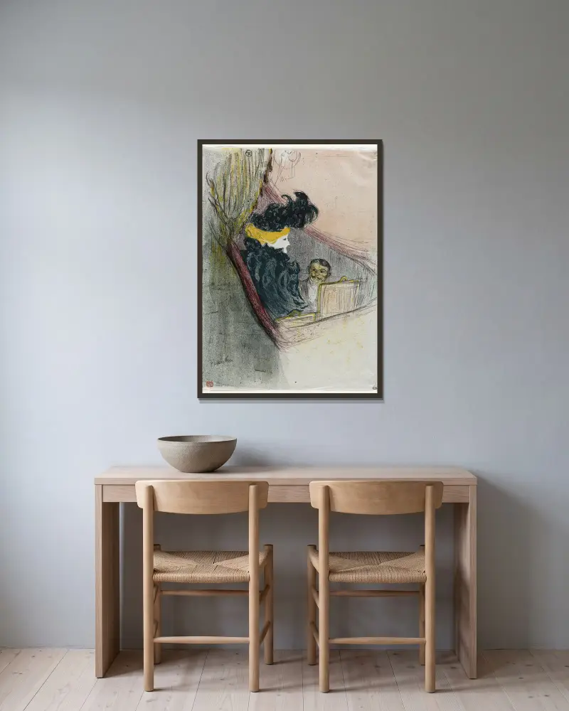 En furstlig idyll, Clara Ward av Henri de Toulouse-Lautrec inramad på en vägg