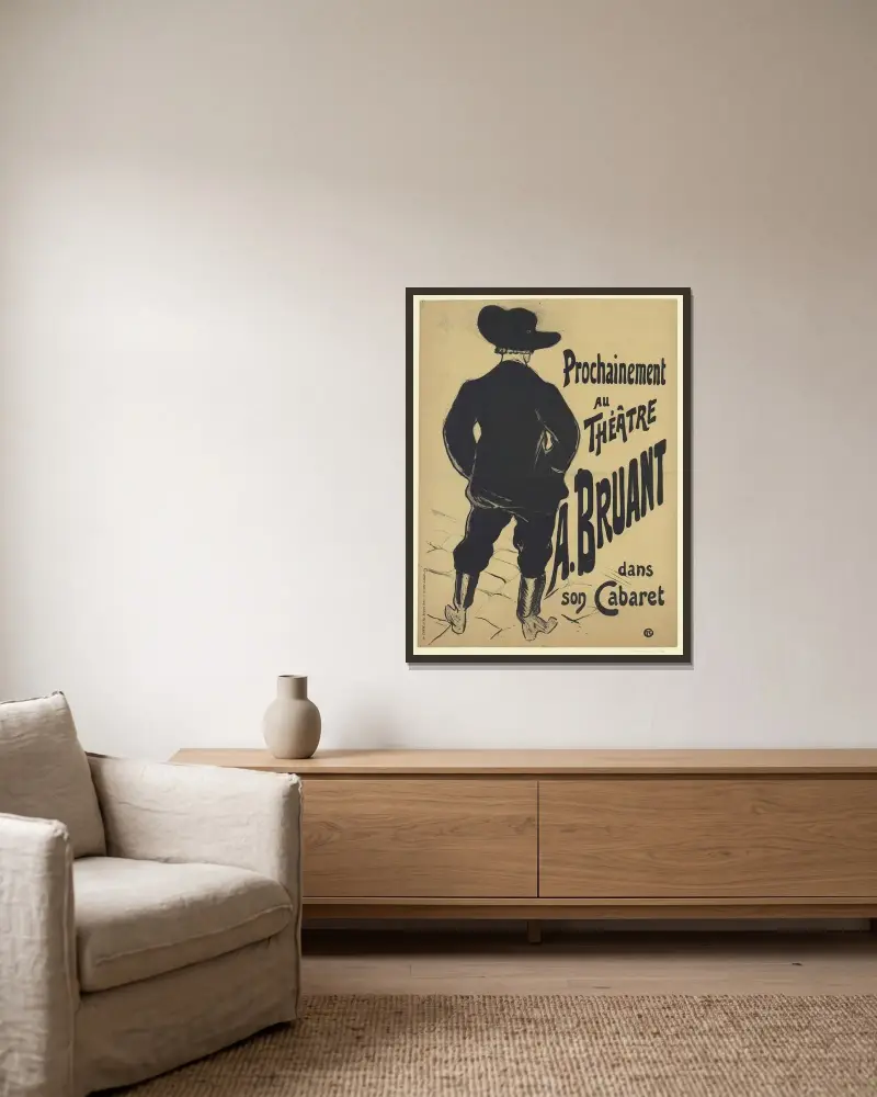 Bruant im Mirliton. Bald im Theater, A. Bruant in seinem Kabarett von Henri de Toulouse-Lautrec gerahmt an einer Wand