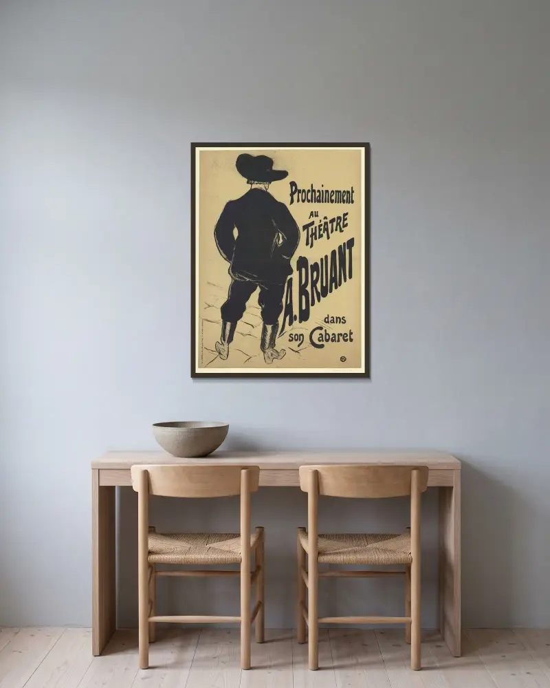 Bruant im Mirliton. Bald im Theater, A. Bruant in seinem Kabarett von Henri de Toulouse-Lautrec gerahmt an einer Wand