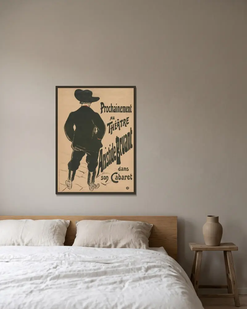 Bruant im Mirliton von Henri de Toulouse-Lautrec gerahmt an einer Wand