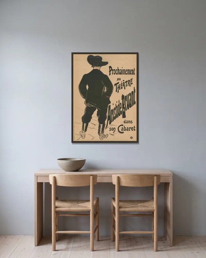 Bruant im Mirliton von Henri de Toulouse-Lautrec gerahmt an einer Wand
