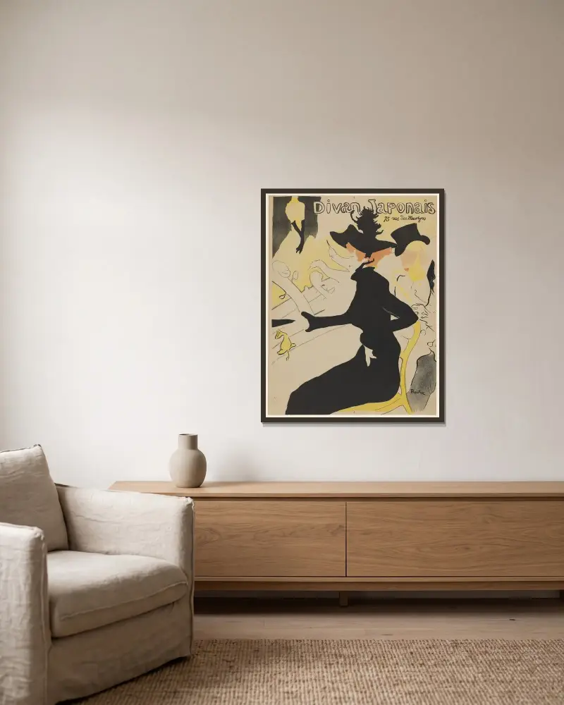 Divan japonais, Henri de Toulouse-Lautrec w ramie na ścianie