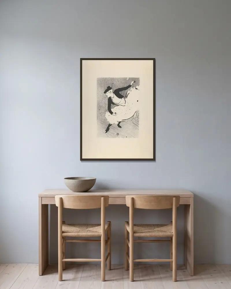 Edmée Lescot von Henri de Toulouse-Lautrec gerahmt an einer Wand