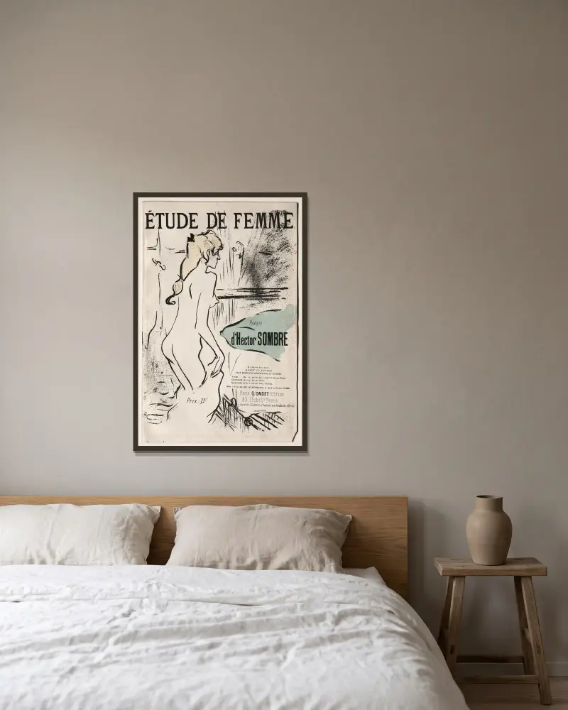 Studie av kvinna av Henri de Toulouse-Lautrec inramad på en vägg