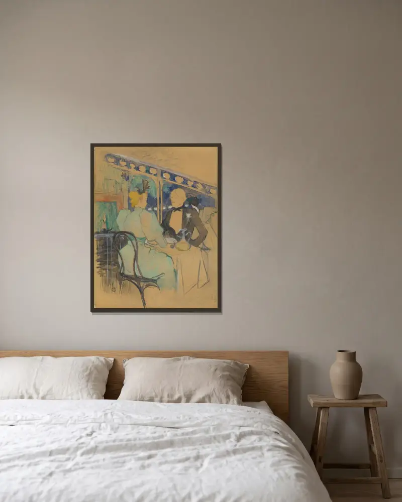 Elegant folk på Les Ambassadeurs av Henri de Toulouse-Lautrec inramad på en vägg