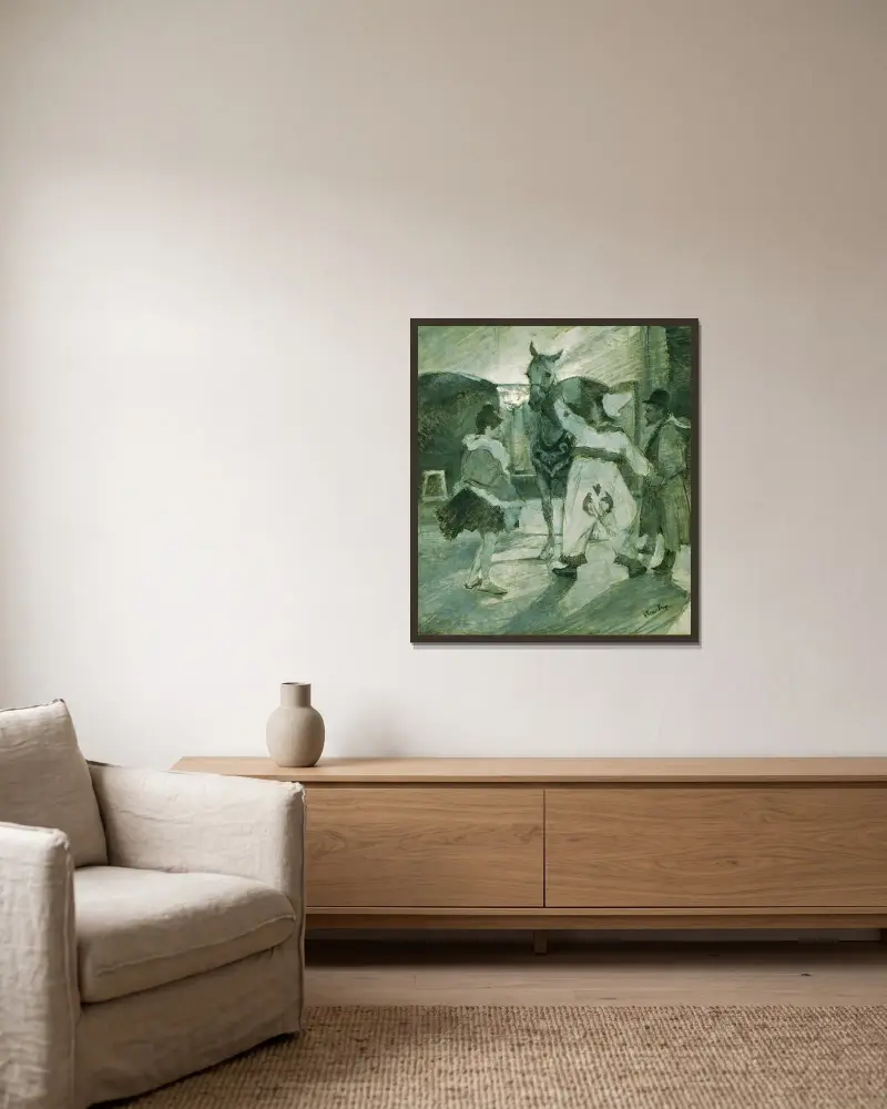 In den Kulissen des Zirkus von Henri de Toulouse-Lautrec gerahmt an einer Wand
