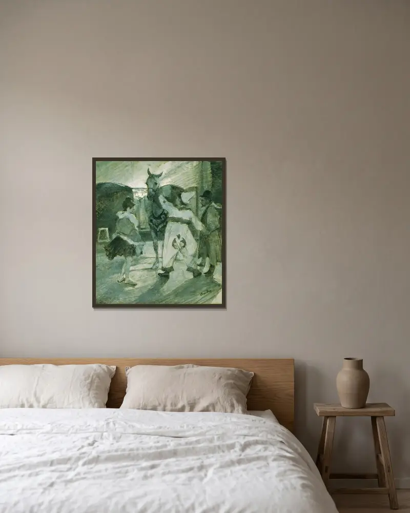 In den Kulissen des Zirkus von Henri de Toulouse-Lautrec gerahmt an einer Wand