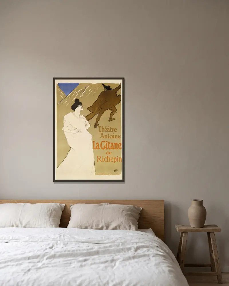 La Gitane – Théâtre Antoine av Henri de Toulouse-Lautrec inramad på en vägg