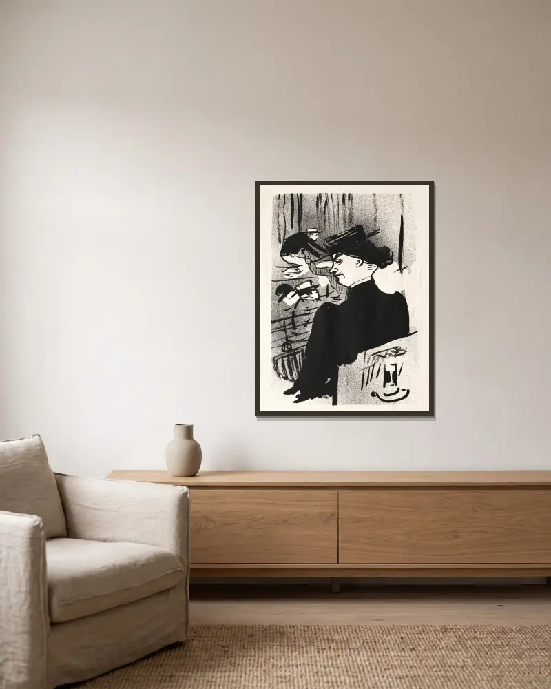 Le Café-Concert; Eine Zuschauerin von Henri de Toulouse-Lautrec gerahmt an einer Wand