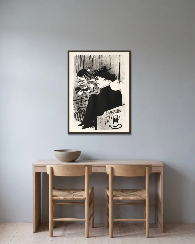 Le Café-Concert; Eine Zuschauerin von Henri de Toulouse-Lautrec gerahmt an einer Wand