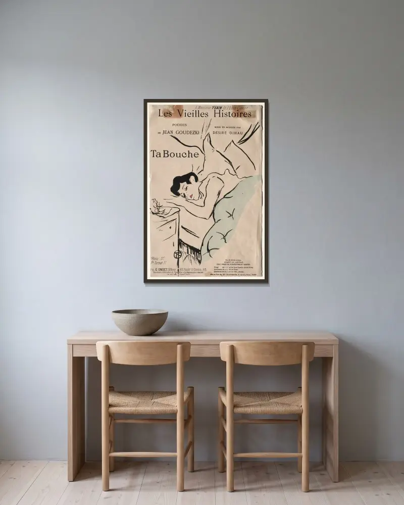 Les Vieilles Histoires, Ta Bouche, 1893 – Nr. 2 von Henri de Toulouse-Lautrec gerahmt an einer Wand