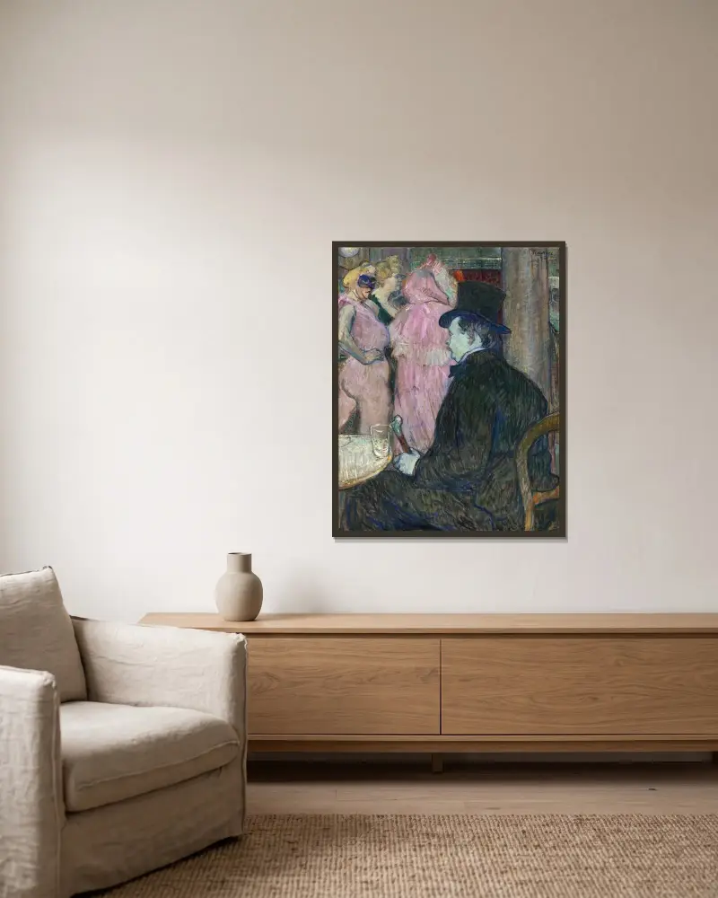 Maxime Dethomas av Henri de Toulouse-Lautrec inramad på en vägg