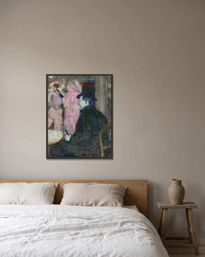 Maxime Dethomas av Henri de Toulouse-Lautrec inramad på en vägg