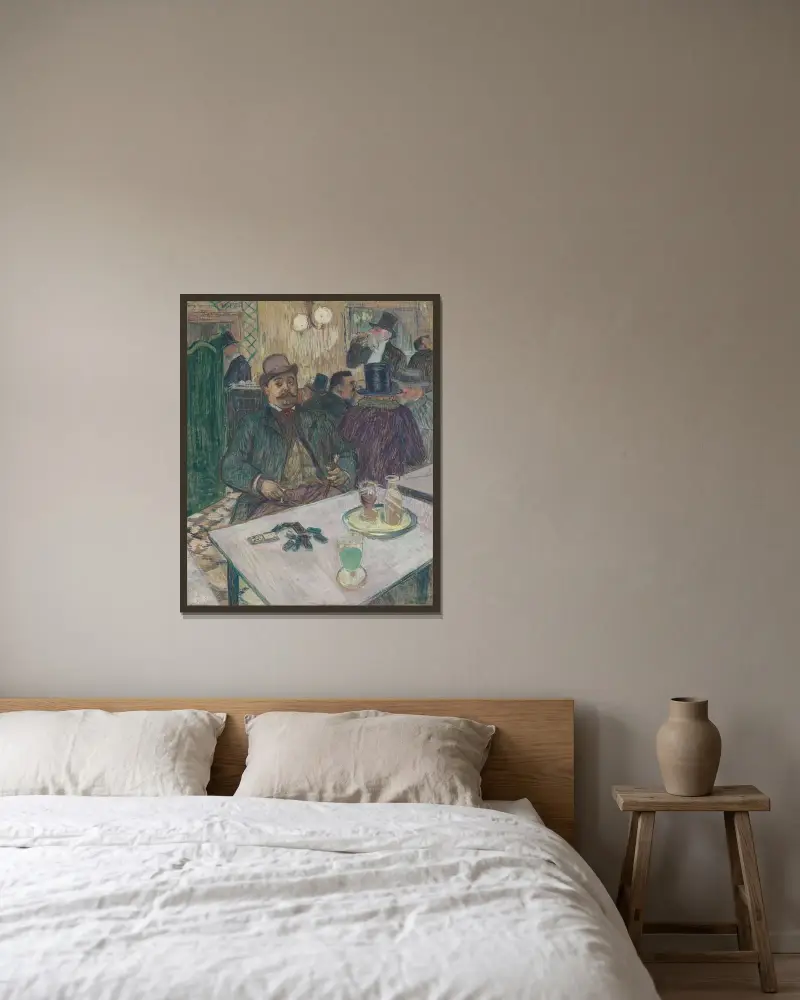 Monsieur Boileau på kaféet av Henri de Toulouse-Lautrec inramad på en vägg
