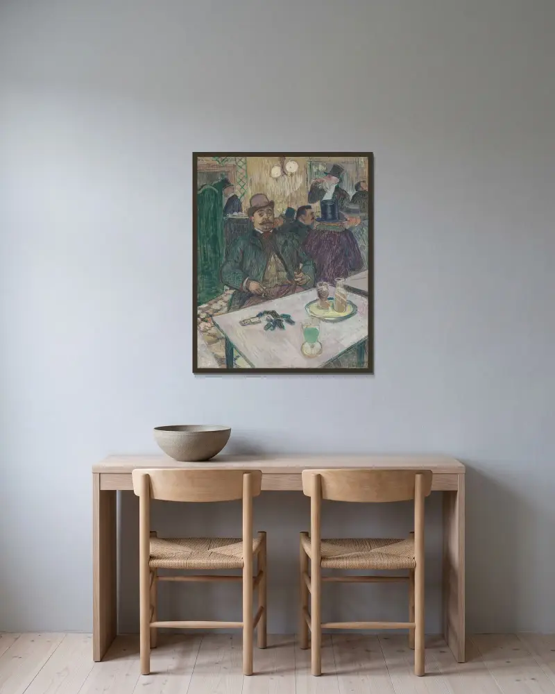 Monsieur Boileau på kaféet av Henri de Toulouse-Lautrec inramad på en vägg