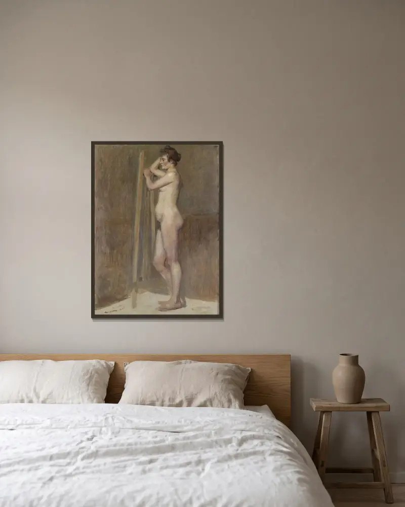 Akt i ateljén av Henri de Toulouse-Lautrec inramad på en vägg