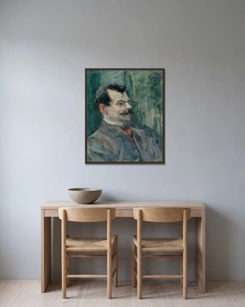Porträtt av André Rivoire av Henri de Toulouse-Lautrec inramad på en vägg