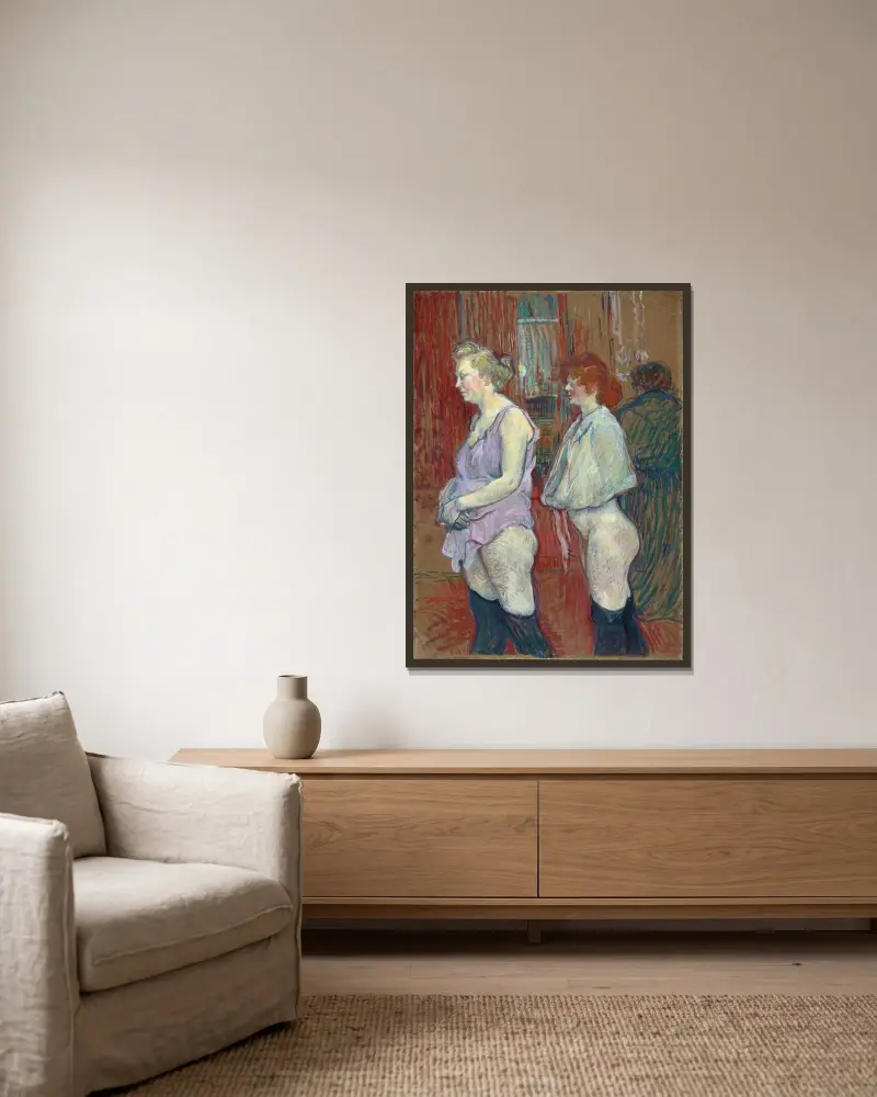 Rue des Moulins av Henri de Toulouse-Lautrec inramad på en vägg