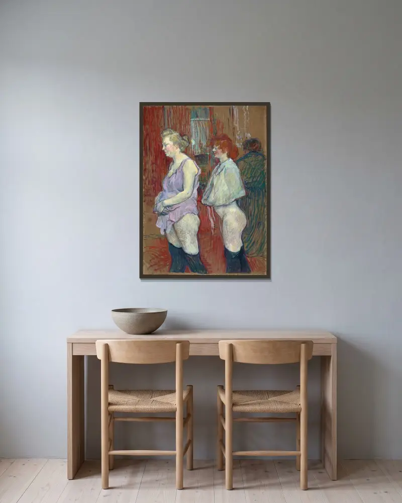 Rue des Moulins av Henri de Toulouse-Lautrec inramad på en vägg