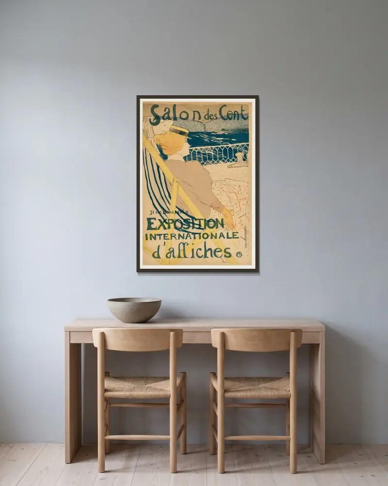 Salon des Cent, 31 rue Bonaparte, Exposition internationale d'affiches av Henri de Toulouse-Lautrec inramad på en vägg