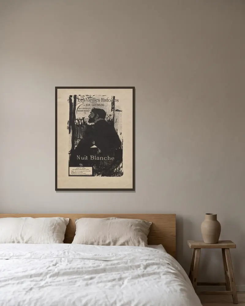 Sleepless Night av Henri de Toulouse-Lautrec inramad på en vägg