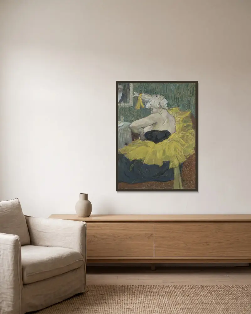 Der Clown Cha-U-Kao von Henri de Toulouse-Lautrec gerahmt an einer Wand