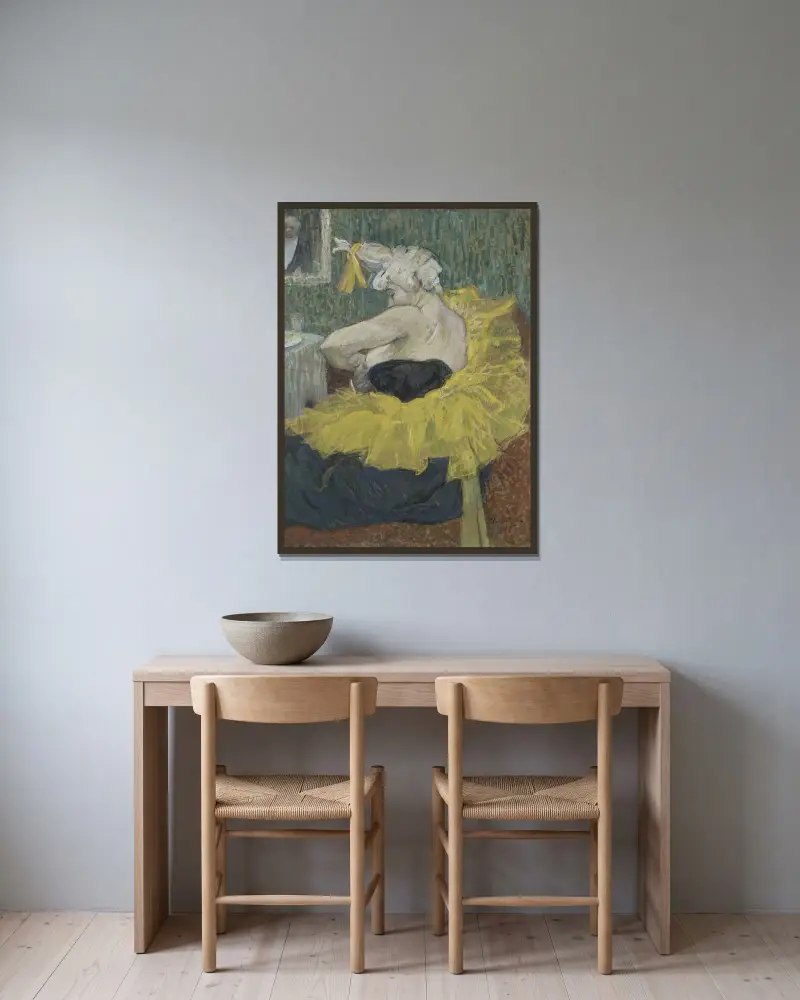Der Clown Cha-U-Kao von Henri de Toulouse-Lautrec gerahmt an einer Wand