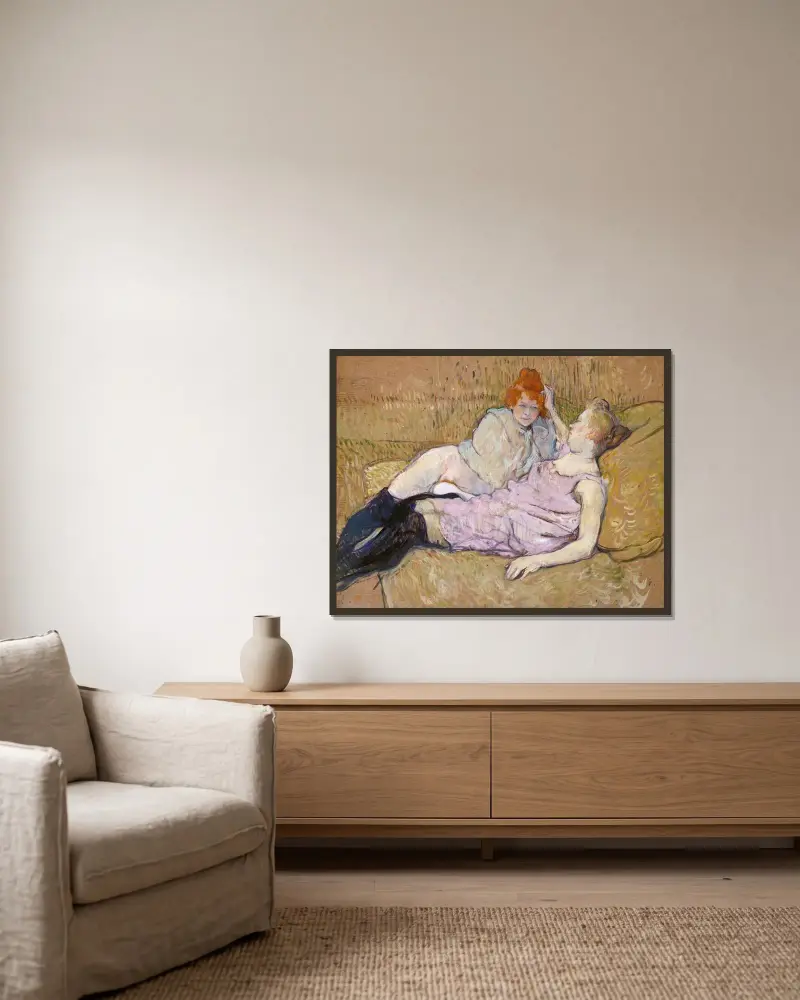 The Sofa av Henri de Toulouse-Lautrec inramad på en vägg