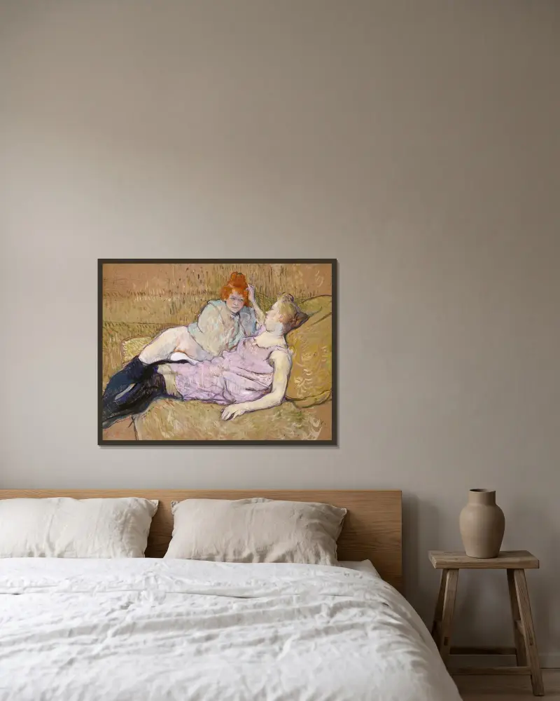 The Sofa av Henri de Toulouse-Lautrec inramad på en vägg