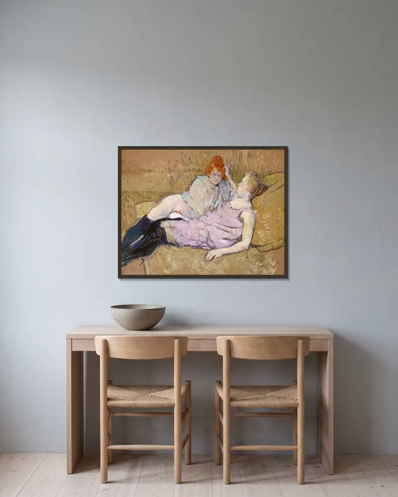 The Sofa av Henri de Toulouse-Lautrec inramad på en vägg