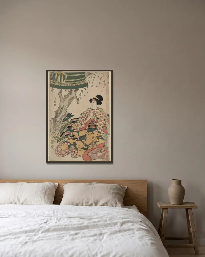 Ichikawa Dannosuke no Tsunajo von Toyokuni Utagawa gerahmt an einer Wand
