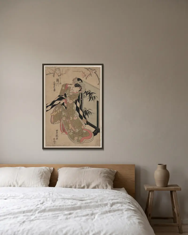 Segawa Kikunojō som Hashihime av Toyokuni Utagawa inramad på en vägg
