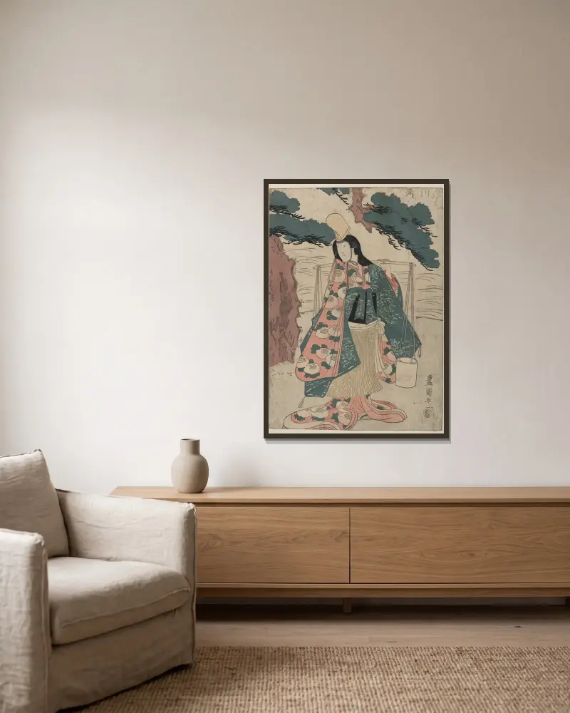 Segawa Rokō als Matsukaze von Toyokuni Utagawa gerahmt an einer Wand