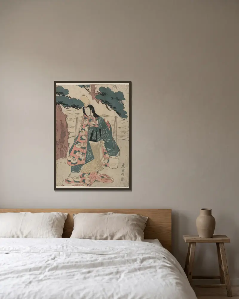 Segawa Rokō als Matsukaze von Toyokuni Utagawa gerahmt an einer Wand
