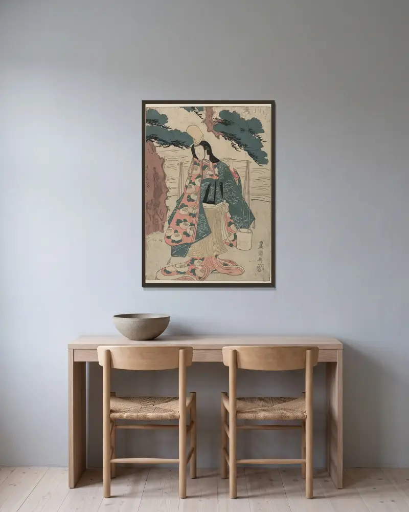 Segawa Rokō als Matsukaze von Toyokuni Utagawa gerahmt an einer Wand