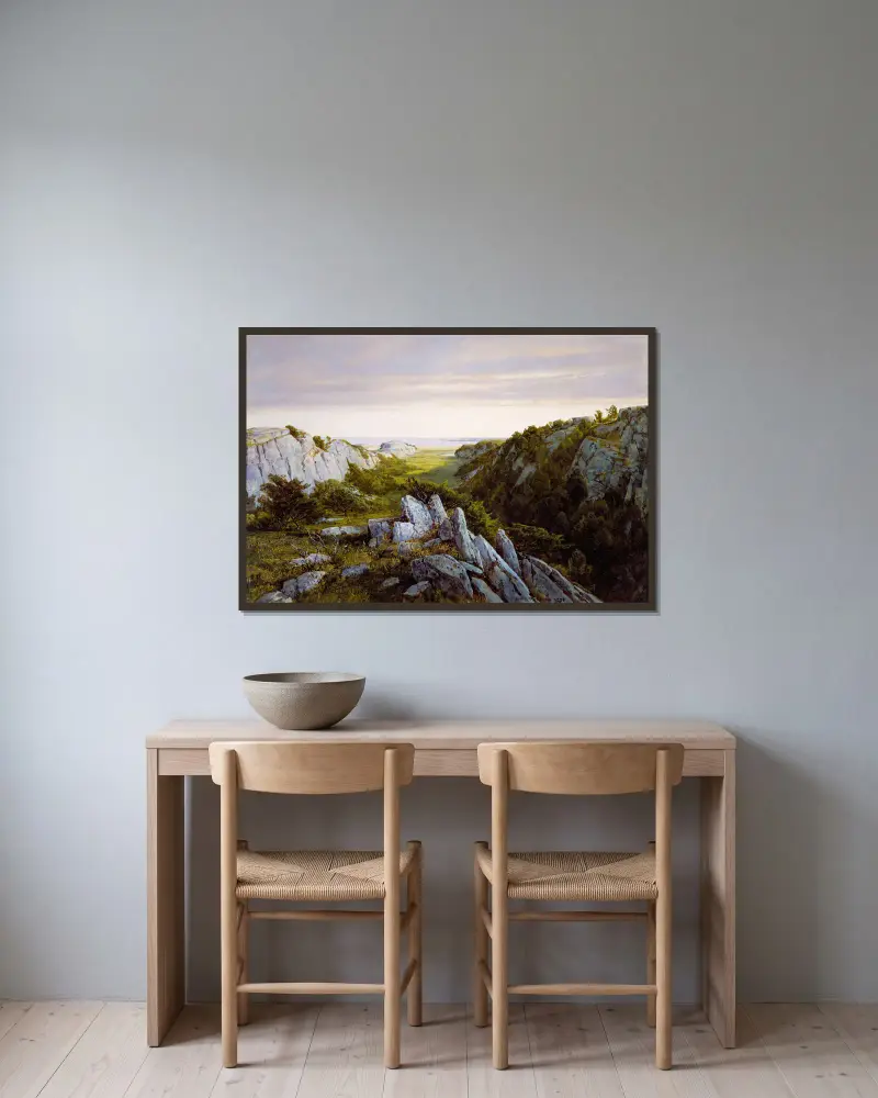 Från paradiset till skärselden, Newport av William Trost Richards inramad på en vägg