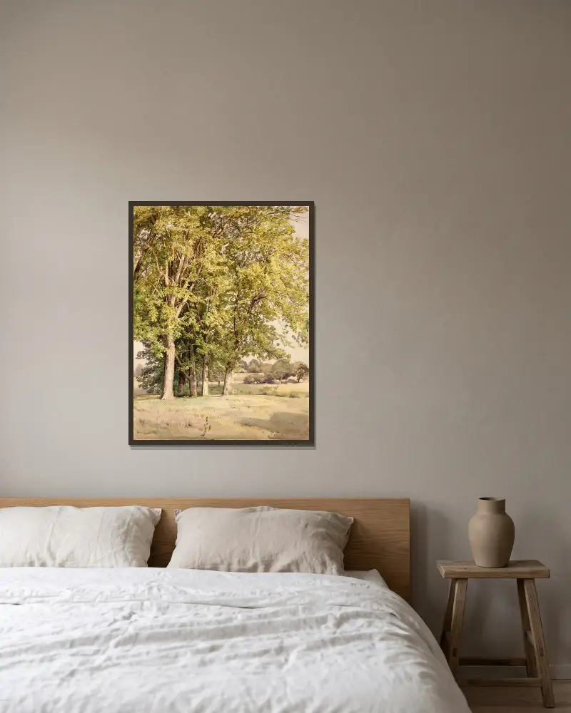 Maples in Chester County, Pennsylvania av William Trost Richards inramad på en vägg
