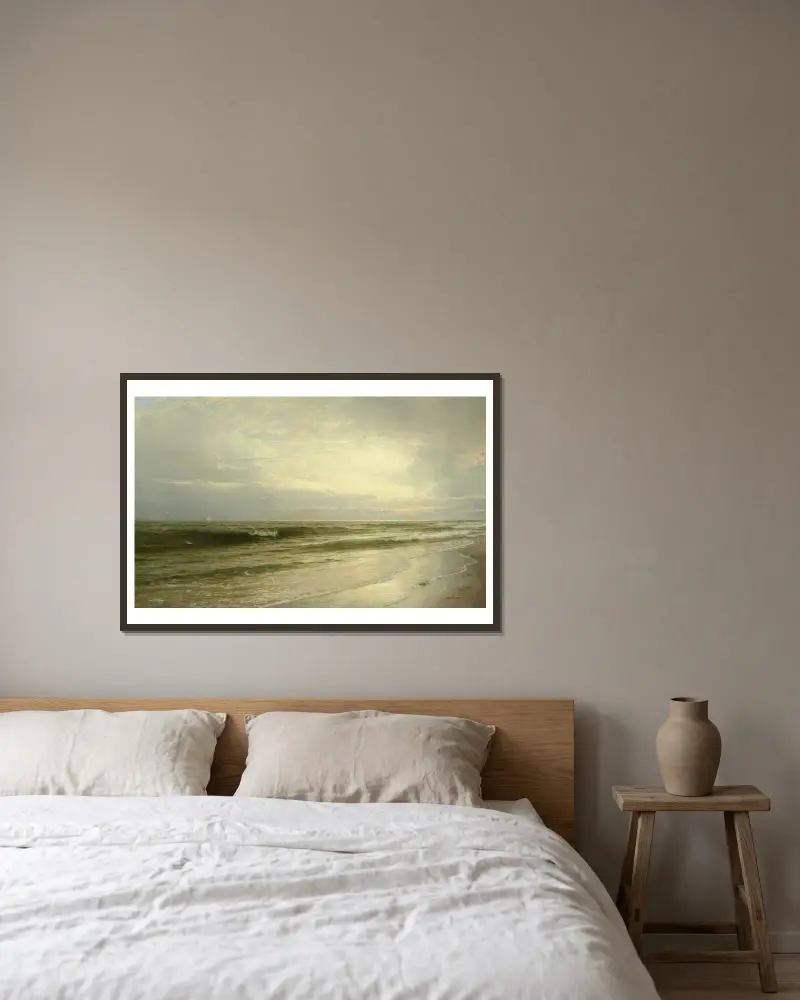 An der Küste von New Jersey von William Trost Richards gerahmt an einer Wand