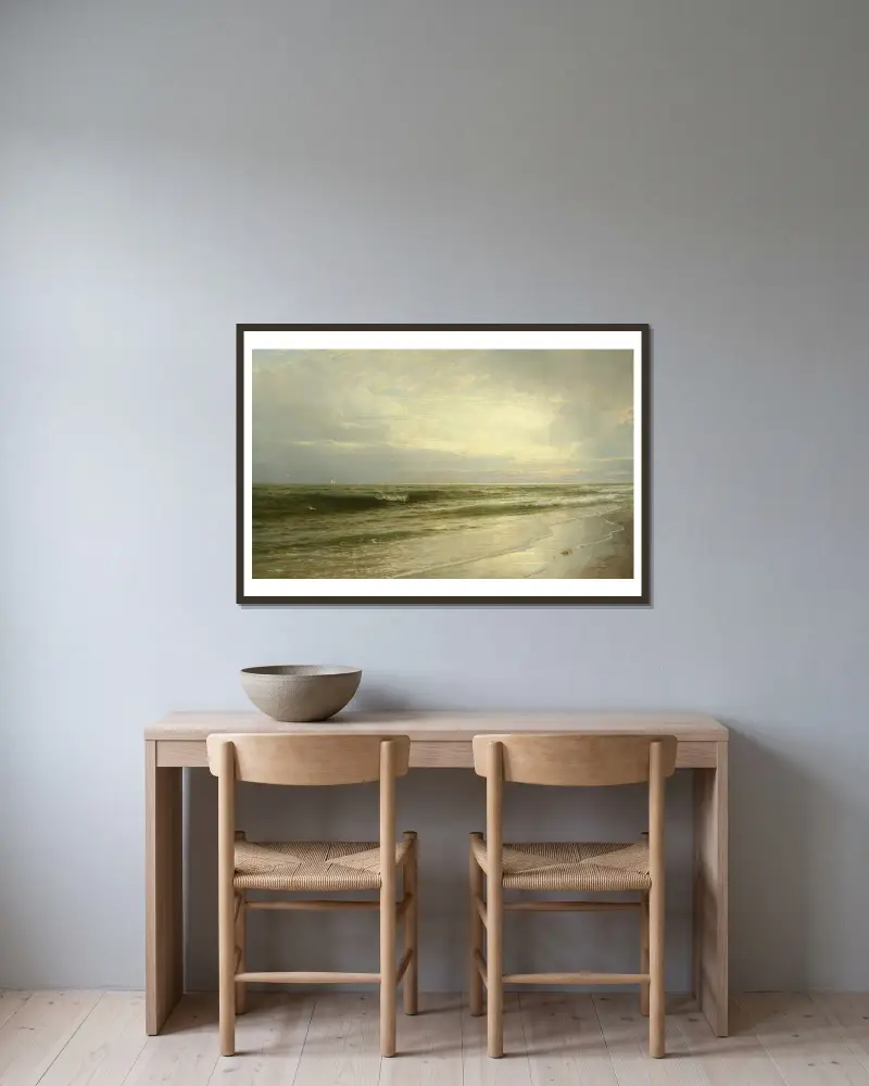 An der Küste von New Jersey von William Trost Richards gerahmt an einer Wand