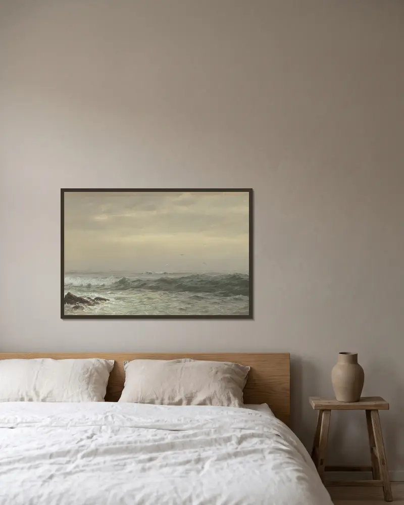 Felsen und brechende Wellen von William Trost Richards gerahmt an einer Wand