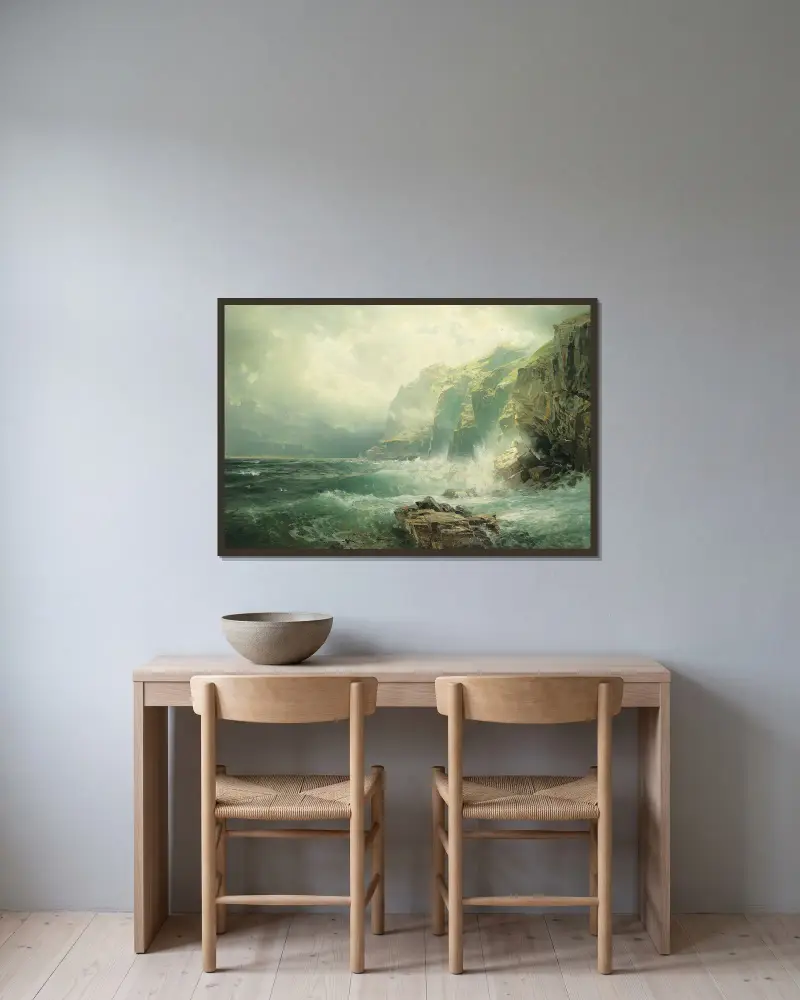 Felsküste, Cornwall von William Trost Richards gerahmt an einer Wand