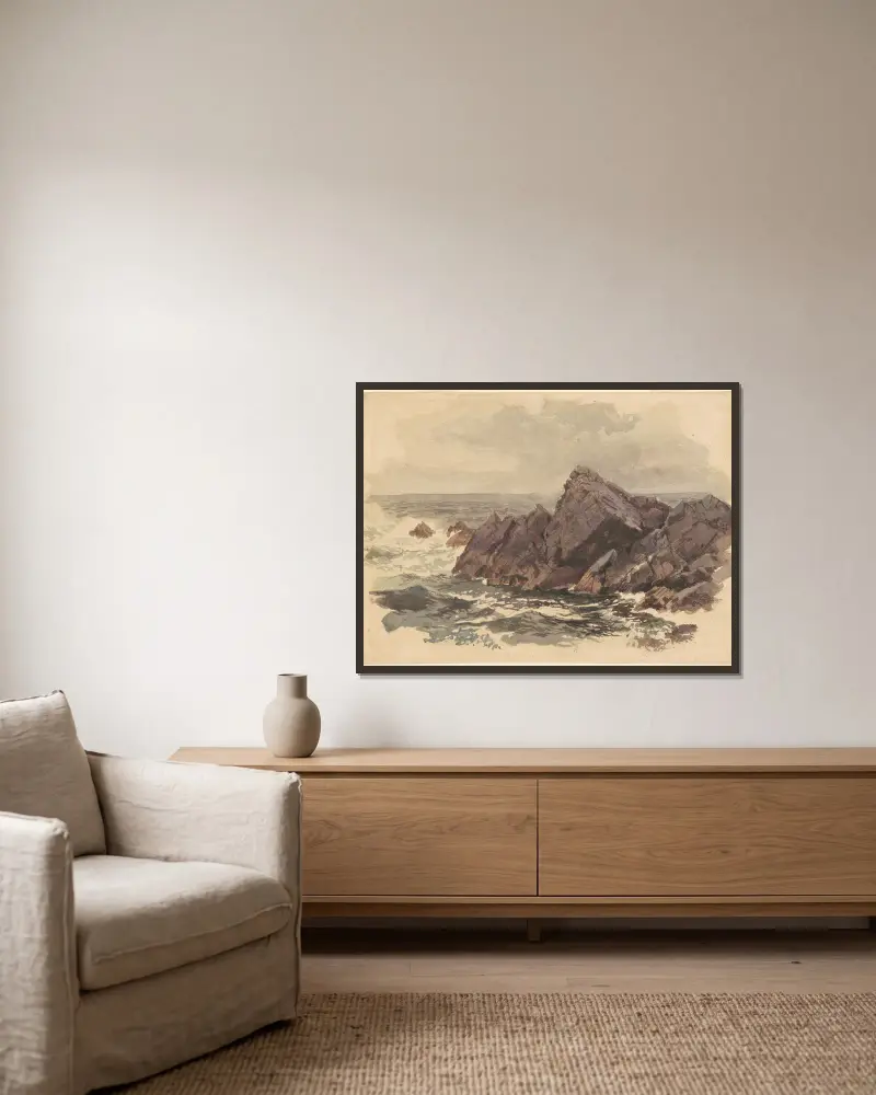 Seascape with Rocks av William Trost Richards inramad på en vägg